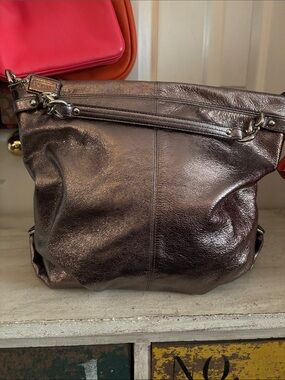 Coach Metallic Bronze Leather Shoulder Bag